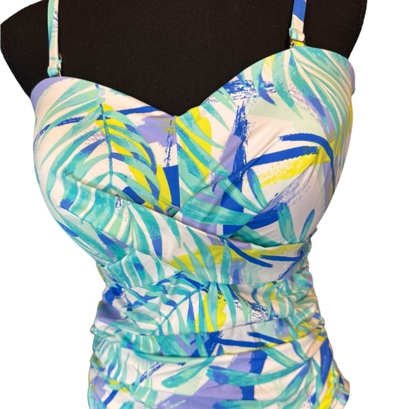 Sonnet Shores One Piece Swimsuit Size 16 Tropical Ruched Adjustable Straps 0122 - Picture 5 of 8